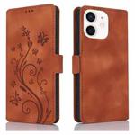 For iPhone 12 mini Dreamy Butterfly Love Flower Embossed Leather Phone Case(Brown)