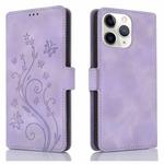 For iPhone 11 Pro Max Dreamy Butterfly Love Flower Embossed Leather Phone Case(Purple)