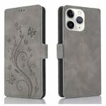 For iPhone 11 Pro Max Dreamy Butterfly Love Flower Embossed Leather Phone Case(Grey)