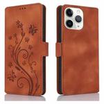 For iPhone 11 Pro Max Dreamy Butterfly Love Flower Embossed Leather Phone Case(Brown)