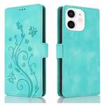 For iPhone 11 Dreamy Butterfly Love Flower Embossed Leather Phone Case(Green)