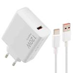 120W USB Fast Charger with 1m USB to Type-C Cable, Plug Type:EU Plug(White)