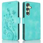 For Samsung Galaxy S24 5G Dreamy Butterfly Love Flower Embossed Leather Phone Case(Green)