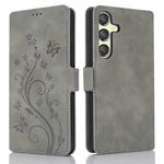 For Samsung Galaxy S24+ 5G Dreamy Butterfly Love Flower Embossed Leather Phone Case(Grey)