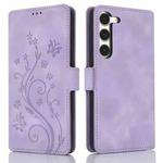 For Samsung Galaxy S23 5G Dreamy Butterfly Love Flower Embossed Leather Phone Case(Purple)