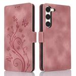 For Samsung Galaxy S23+ 5G Dreamy Butterfly Love Flower Embossed Leather Phone Case(Rose Gold)