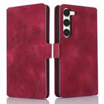 For Samsung Galaxy S23+ 5G Dreamy Butterfly Love Flower Embossed Leather Phone Case(Red)