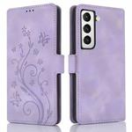 For Samsung Galaxy S22 5G Dreamy Butterfly Love Flower Embossed Leather Phone Case(Purple)