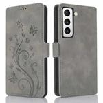 For Samsung Galaxy S22 5G Dreamy Butterfly Love Flower Embossed Leather Phone Case(Grey)