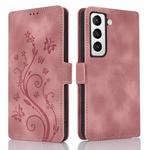 For Samsung Galaxy S22+ 5G Dreamy Butterfly Love Flower Embossed Leather Phone Case(Rose Gold)