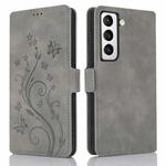 For Samsung Galaxy S21+ 5G Dreamy Butterfly Love Flower Embossed Leather Phone Case(Grey)