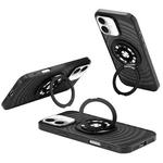 For iPhone 16 Skin Ripples MagSafe Holder Phone Case(Black)