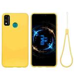 For Huawei Honor 9X Lite Pure Color Liquid Silicone Shockproof Full Coverage Case(Yellow)