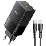 Yesido YC73 65W USB and USB-C / Type-C Dual Port GaN Fast Charger Set, EU Plug(Black)