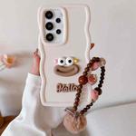 For Samsung Galaxy A53 5G Cartoon Sausage Mouth TPU Phone Case with Bead Chain(White)