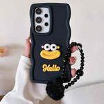 For Samsung Galaxy A73 5G Cartoon Sausage Mouth TPU Phone Case with Bead Chain(Black)
