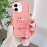 For iPhone 12 Cartoon Sausage Mouth TPU Phone Case with Bead Chain(Pink)