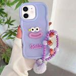 For iPhone 11 Cartoon Sausage Mouth TPU Phone Case with Bead Chain(Purple)