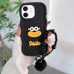 For iPhone 11 Cartoon Sausage Mouth TPU Phone Case with Bead Chain(Black)