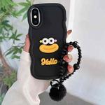 For iPhone XS / X Cartoon Sausage Mouth TPU Phone Case with Bead Chain(Black)