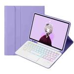 For iPad 10.2 2021&2020&2019/Air 2019/Pro 10.5 Lambskin Pen Slot Touch Pad Backlight Bluetooth Keyboard Leather Tablet Case(Purple)