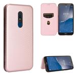 For Nokia C3 Carbon Fiber Texture Horizontal Flip TPU + PC + PU Leather Case with Card Slot(Pink)