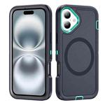 For iPhone 16 Plus Life Waterproof Rugged MagSafe Magnetic Phone Case(Dark Blue+Light Blue)