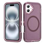 For iPhone 16 Life Waterproof Rugged MagSafe Magnetic Phone Case(Purple+Pink)