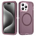 For iPhone 15 Pro Max Life Waterproof Rugged MagSafe Magnetic Phone Case(Purple+Pink)