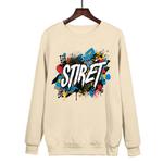 Alphabet Printed Casual Loose Round Neck Sweatshirt Print On Your Demand, Size:M(Khaki)