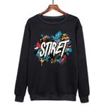 Alphabet Printed Casual Loose Round Neck Sweatshirt Print On Your Demand, Size:L(Black)