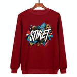 Alphabet Printed Casual Loose Round Neck Sweatshirt Print On Your Demand, Size:XL(Wine Red)
