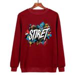 Alphabet Printed Casual Loose Round Neck Sweatshirt Print On Your Demand, Size:XXL(Wine Red)