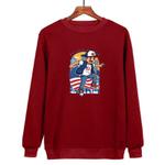 Boy Printed Casual Loose Round Neck Sweatshirt Print On Your Demand, Size:XXL(Wine Red)