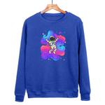 Astronaut Printed Casual Loose Round Neck Sweatshirt Print On Your Demand, Size:XS(Blue)