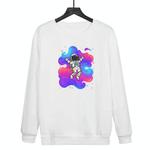 Astronaut Printed Casual Loose Round Neck Sweatshirt Print On Your Demand, Size:S(White)