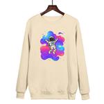 Astronaut Printed Casual Loose Round Neck Sweatshirt Print On Your Demand, Size:S(Khaki)
