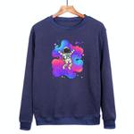 Astronaut Printed Casual Loose Round Neck Sweatshirt Print On Your Demand, Size:M(Navy Blue)
