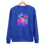 Astronaut Printed Casual Loose Round Neck Sweatshirt Print On Your Demand, Size:M(Blue)