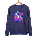 Astronaut Printed Casual Loose Round Neck Sweatshirt Print On Your Demand, Size:XXL(Navy Blue)