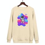Astronaut Printed Casual Loose Round Neck Sweatshirt Print On Your Demand, Size:XXL(Khaki)