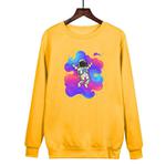 Astronaut Printed Casual Loose Round Neck Sweatshirt Print On Your Demand, Size:XXXL(Yellow)