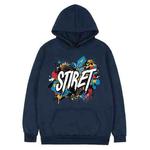 Alphabet Printed Fleece Hooded Sweatshirt Print On Your Demand, Size:XS(Navy Blue)