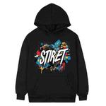 Alphabet Printed Fleece Hooded Sweatshirt Print On Your Demand, Size:S(Black)