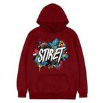 Alphabet Printed Fleece Hooded Sweatshirt Print On Your Demand, Size:L(Wine Red)
