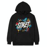 Alphabet Printed Fleece Hooded Sweatshirt Print On Your Demand, Size:XL(Black)