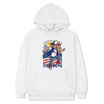 Boy Printed Fleece Hooded Sweatshirt Print On Your Demand, Size:M(White)
