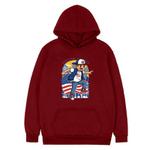 Boy Printed Fleece Hooded Sweatshirt Print On Your Demand, Size:L(Wine Red)