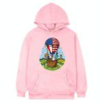 Balloon Printed Fleece Hooded Sweatshirt Print On Your Demand, Size:M(Pink)