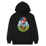 Balloon Printed Fleece Hooded Sweatshirt Print On Your Demand, Size:M(Black)
